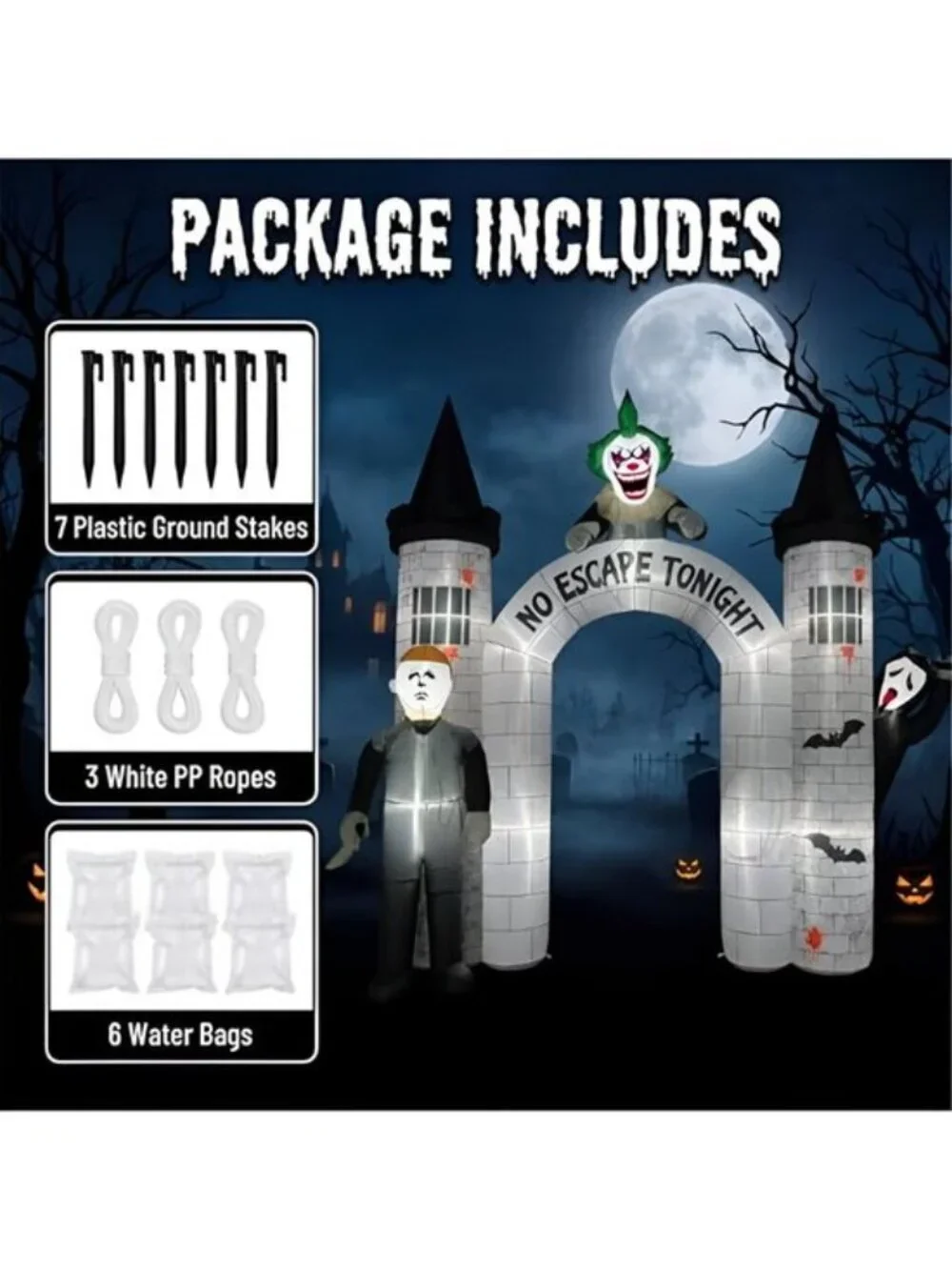 10FT Halloween Inflatable Archway Outdoor Decorations with Built-in LEDs